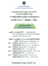 การพัฒนาศักยภาพพยาบาลวิกฤตทารกแรกเกิด (NICU) หลักสูตร 1 เดือน